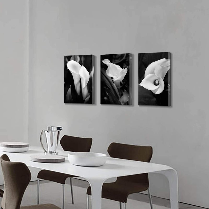 Hardy Gallery Floral Artwork Flower Painting Picture: Calla-Lily Print on Canvas Set for Wall Art (16â€x12â€x3pcs) - Image 4